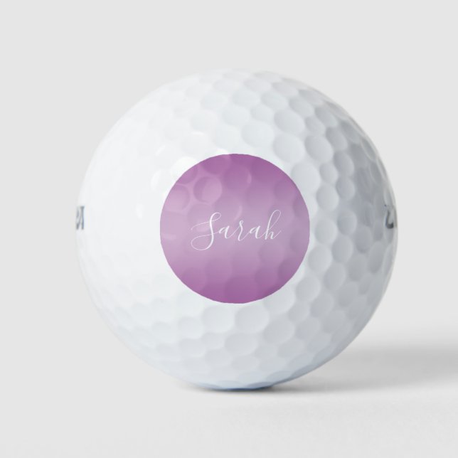 Balles De Golf Editable Soft Mauve Ombre & White Text Script (Devant)