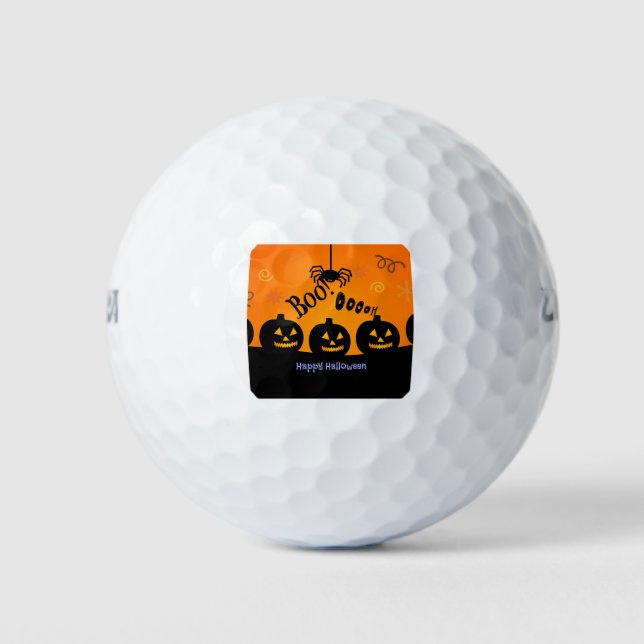 Balles De Golf Éffrayant Halloween Citrouilles Jack-o-Lanterns (Devant)