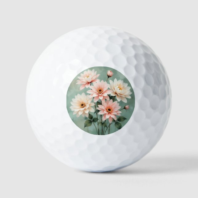 Balles De Golf Elegant Blush Chrysanthemum Art (Recto)
