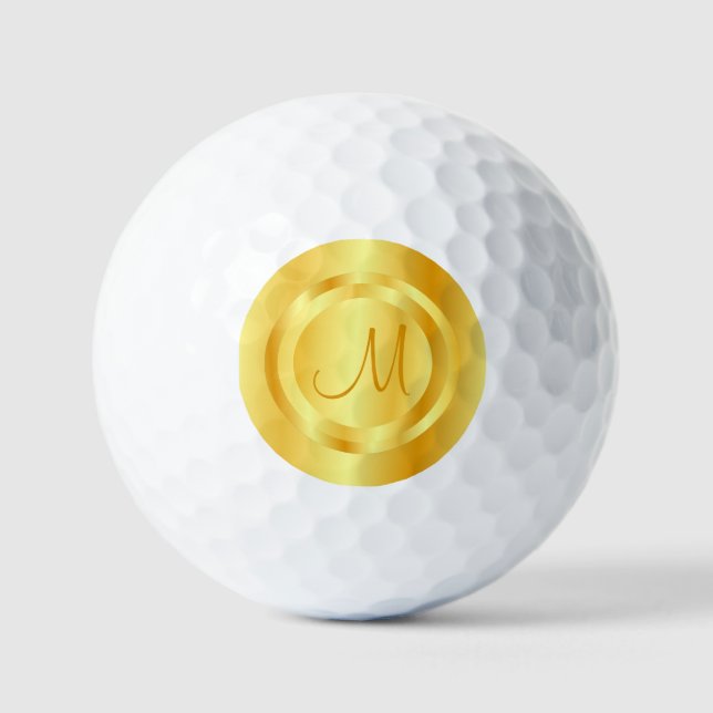 Balles De Golf Elégant Faux Gold Moderne Monogramme Modèle person (Recto)