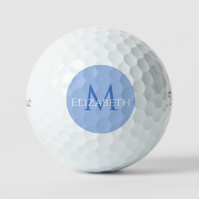 Balles De Golf Élégant Monogramme Bleu Moderne Personnalisé Class (Recto)