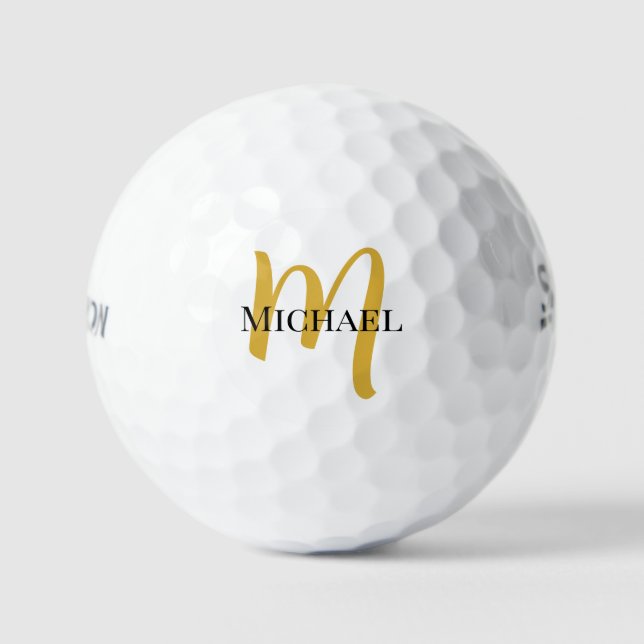 Balles De Golf Élégant Monogramme Or Srixon Soft Feel 12 Pack (Recto)