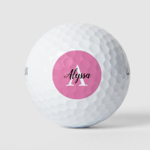 Balles De Golf Élégant Monogramme Rose Script Golf Balls