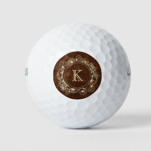 Balles De Golf Élégant Monogramme Rustique Personnalisé