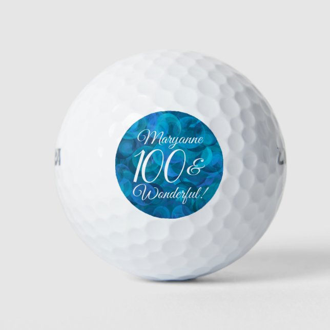 Balles De Golf Elégant Ocean Blue 100 et merveilleux anniversaire (Devant)