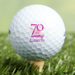 Balles De Golf Elégant rose floral 70 et anniversaire extraordina