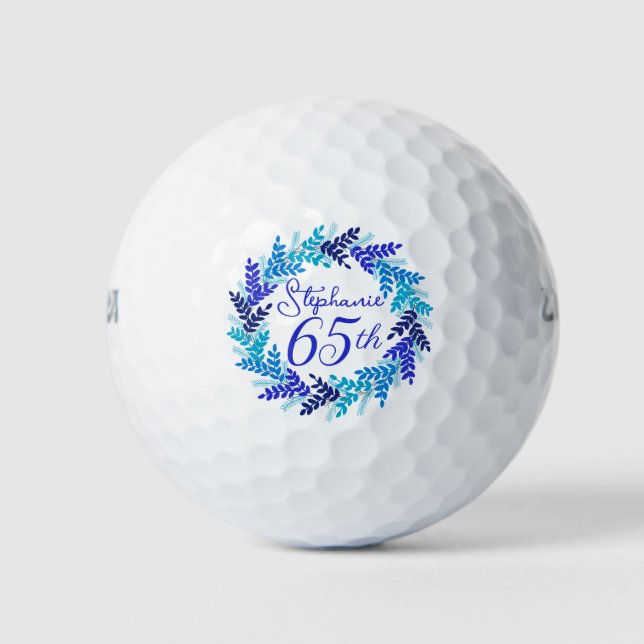 Balles De Golf Élégante couronne bleue 65e anniversaire (Devant)