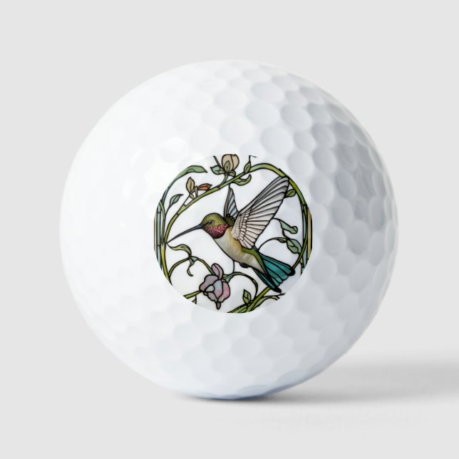 Balles De Golf Élégante illustration de colibri botanique boho ch (Recto)
