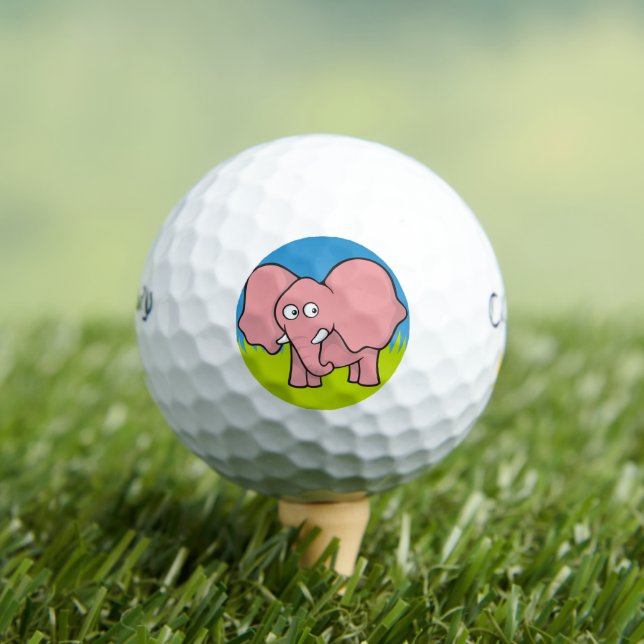 Balles De Golf Élément de dessin animé éléphant rose (T-shirt Insitu)
