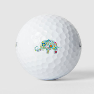 Balles De Golf Eléphant floral coloré