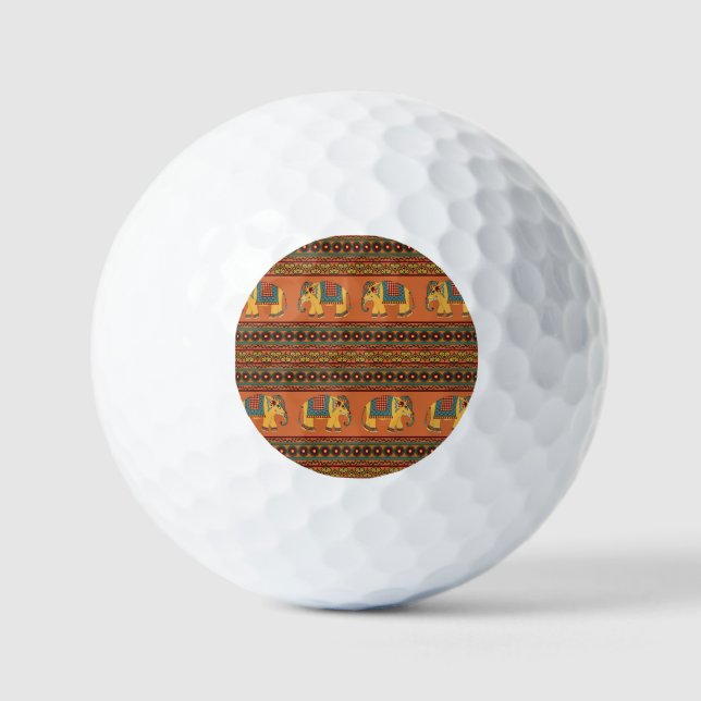 Balles De Golf Eléphants Indiens, Orange Traditionnel Sans Seamle (Recto)