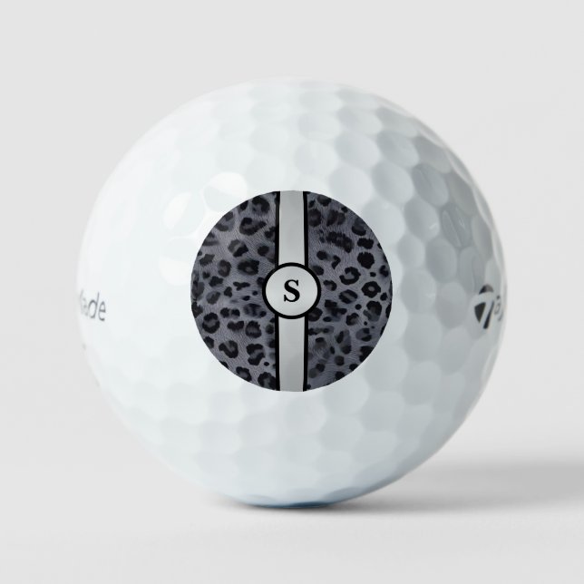 Balles De Golf Élevez Votre Jeu avec Léopard Gris & Noir  (Recto)