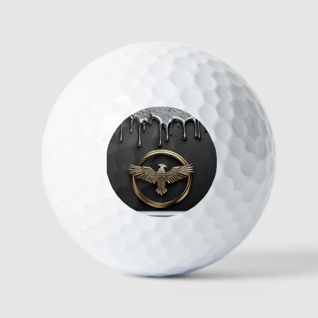 Balles De Golf Emblème d'aigle doré aux ailes déployées (Recto)