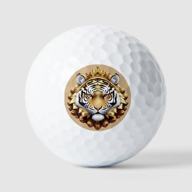 Balles De Golf Emblème de crête de tigre doré (Recto)