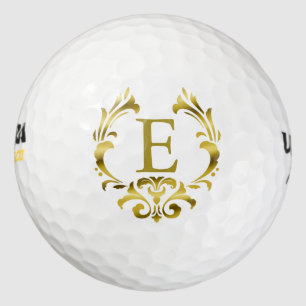 Balles De Golf Emblème de monogramme de feuille d'or