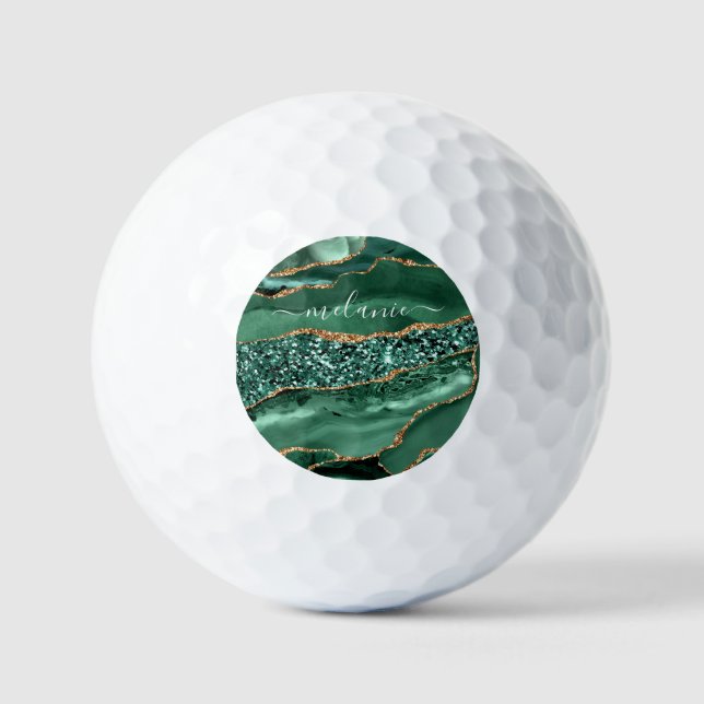 Balles De Golf Emerald Green Golf Balls avec nom personnalisé (Recto)