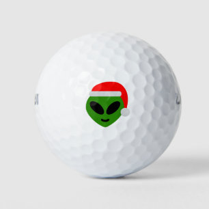 Balles De Golf emoji alien père Noël vert