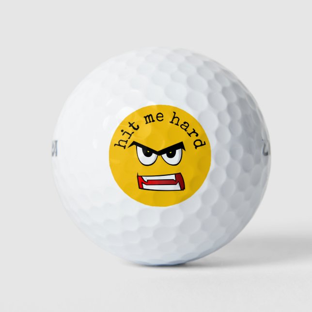 Balles De Golf Emoji Jaune Très En Colère (Devant)