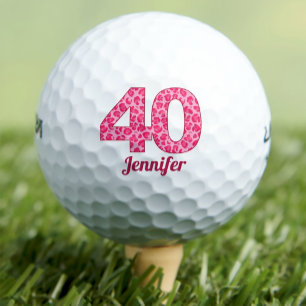 Balles De Golf Empreinte de léopard rose 40e anniversaire Golfer 