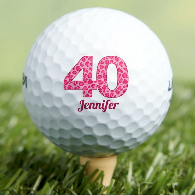 Balles De Golf Empreinte de léopard rose 40e anniversaire Golfer  (Créateur téléchargé)
