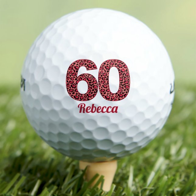 Balles De Golf Empreinte de léopard rouge 60e anniversaire Golfer (Créateur téléchargé)