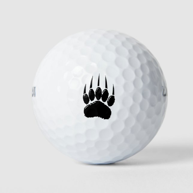 Balles De Golf Empreinte de patte de l'ours noir brillant (Devant)