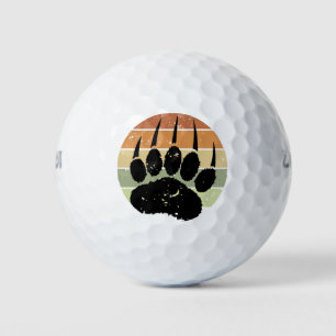 Balles De Golf Empreinte de patte d'ours noir détendu Retro Sunse