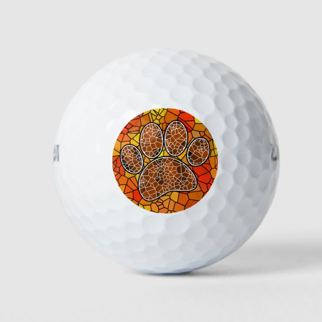 Balles De Golf Empreinte de patte Mosaic Art Dog (Devant)