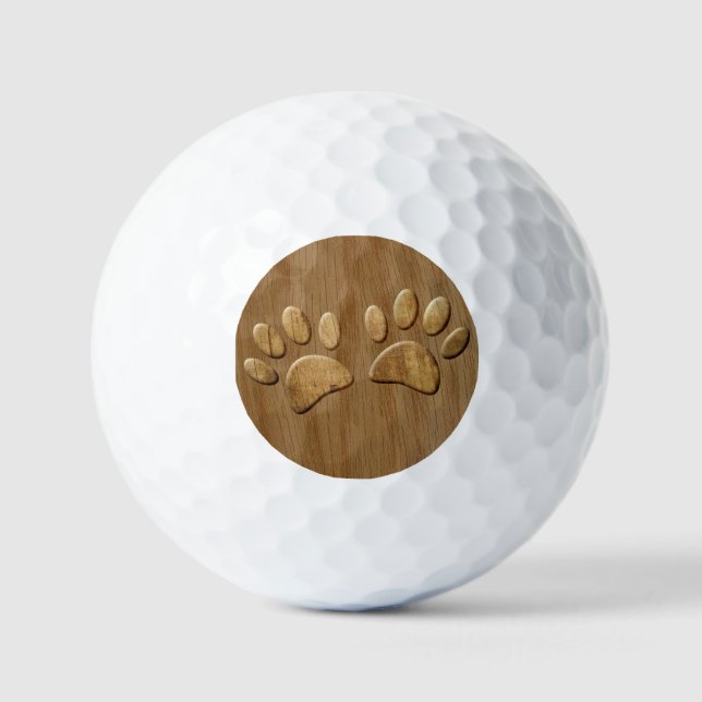 Balles De Golf Empreintes de patte de chien en bois (Recto)