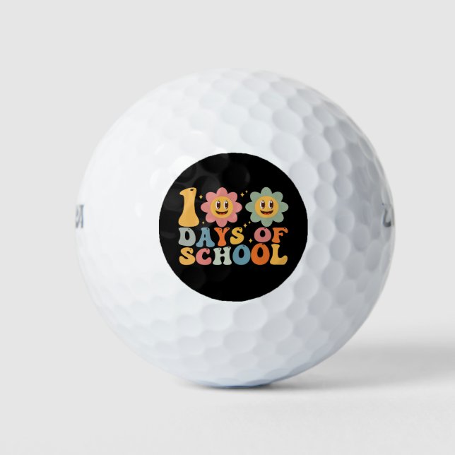 Balles De Golf Enseignant Enfants Rétro Groovy 100 Jours D'école  (Devant)