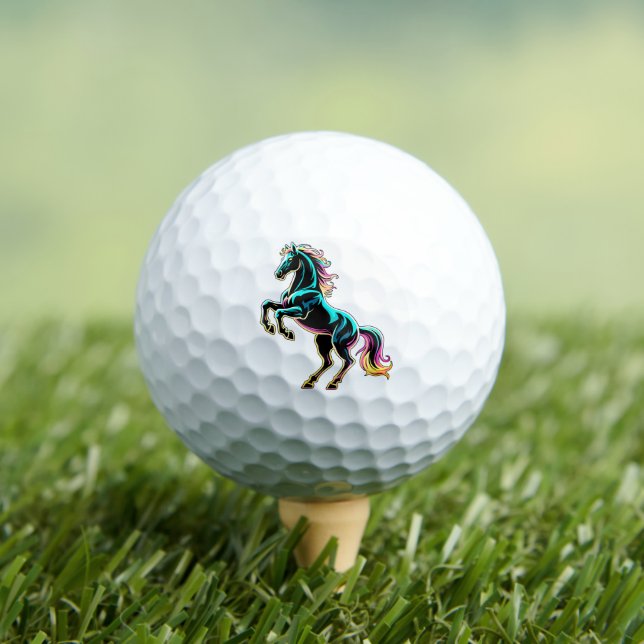 Balles De Golf Enseigne au néon Cheval Style Rétro Glitch (T-shirt Insitu)
