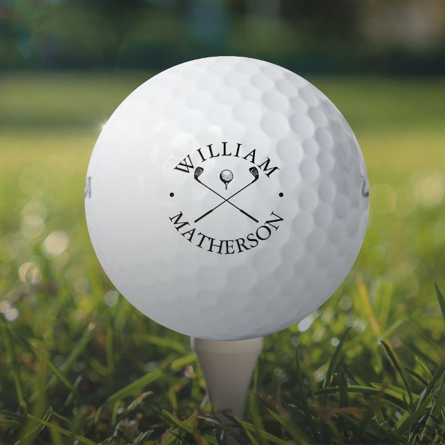 Balles De Golf Ensemble de clubs de golf classiques personnalisés (Personalized Name Classic Golf Clubs Golf Balls)