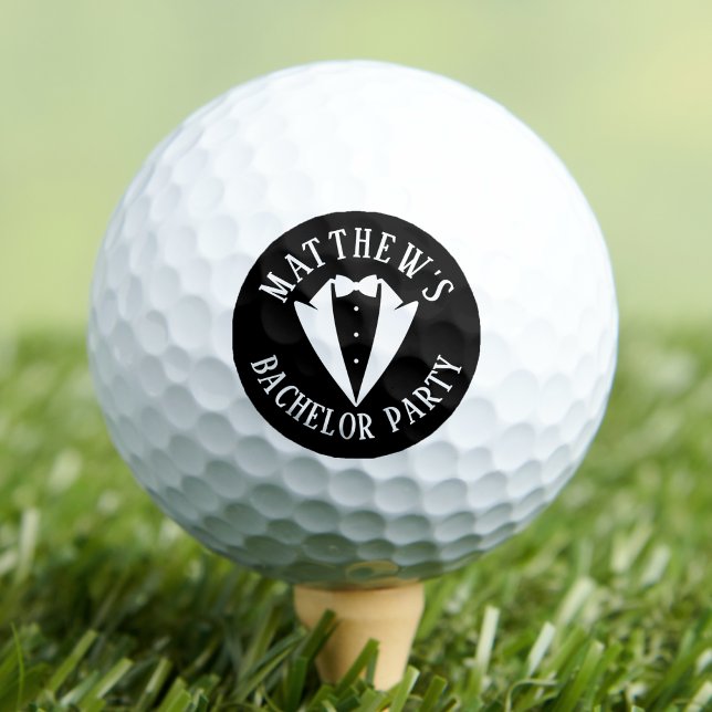 Balles De Golf Enterrement de vie de garçon noir et blanc (Black And White Bachelor Party Golf Balls)