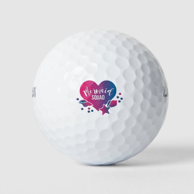 Balles De Golf Équipe de sirènes, Coeurs et coquillages (Devant)