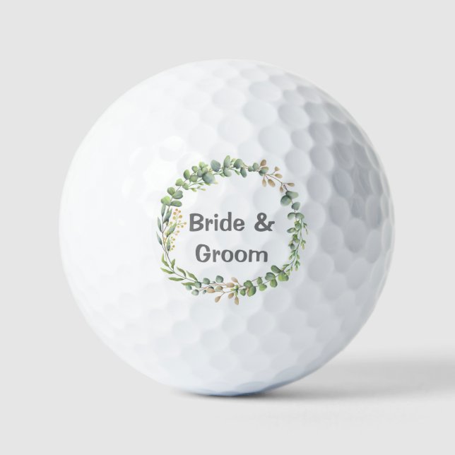 Balles De Golf Eucalyptus feuille fleurie mariée et marié mariage (Recto)