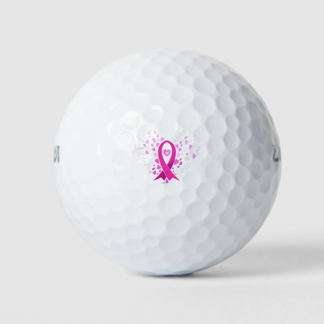 Balles De Golf Faith Hope Love Breast Cancer Awareness Pink Ribbo (Devant)