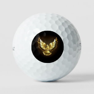Balles De Golf Faux Gold Foil Peace Dove en noir