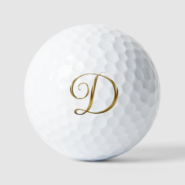 Balles De Golf Faux Gold Metallic Monogram D (Recto)