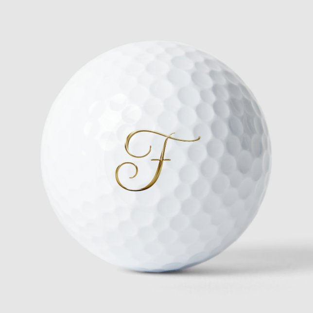 Balles De Golf Faux Gold Metallic Monogram F (Recto)