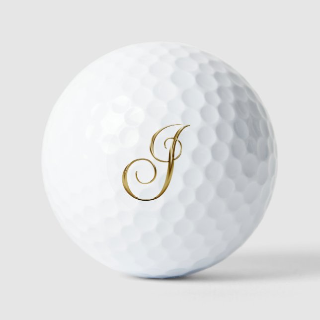 Balles De Golf Faux Gold Metallic Monogram I (Recto)
