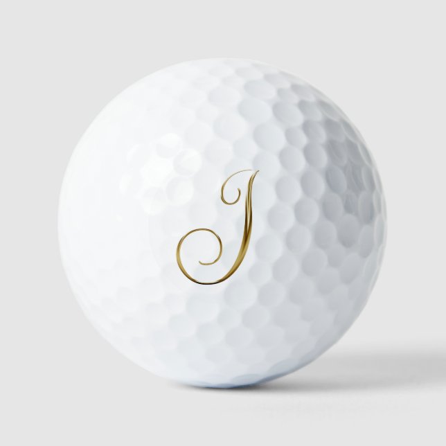 Balles De Golf Faux Gold Metallic Monogram J (Recto)