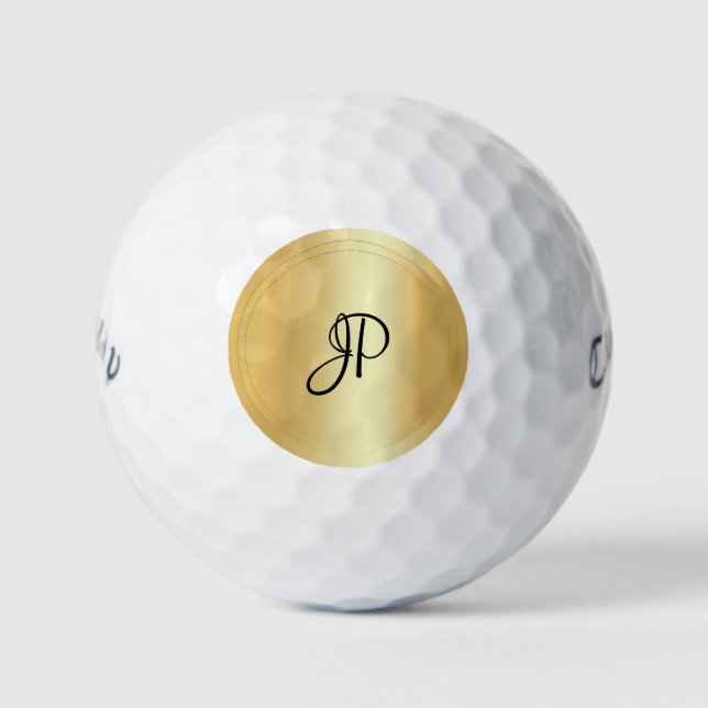 Balles De Golf Faux Gold Monogram Élégant Nom Modèle (Devant)