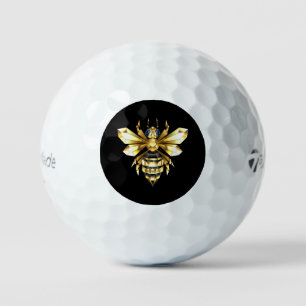 Balles De Golf Faux logo en feuille d'or abeille polygonale sur f