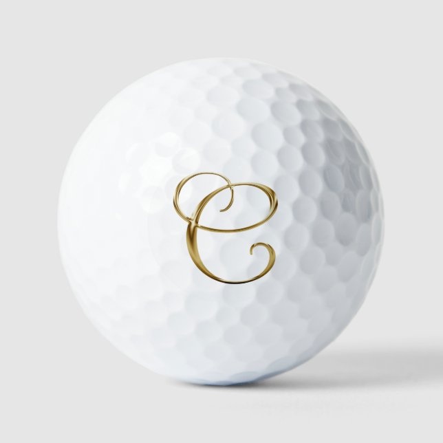 Balles De Golf Faux Monogramme Métal Doré C (Recto)