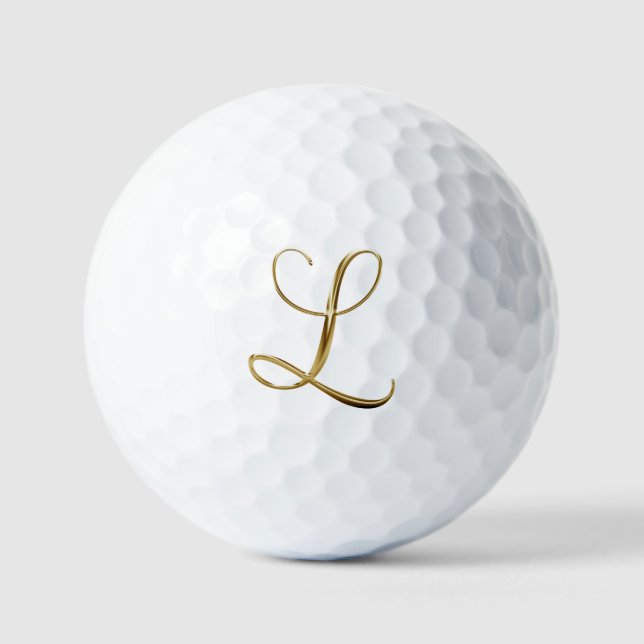 Balles De Golf Faux Or Métallisé Monogramme L (Recto)
