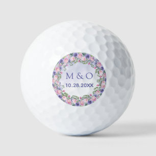 Balles De Golf Faveur de mariage florale aquarelle rose Pervenche