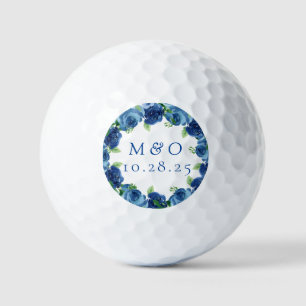 Balles De Golf Faveurs de mariage florales aquarelles bleu marine