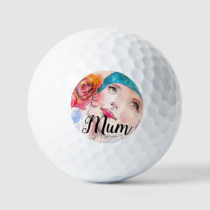 Balles De Golf Femme Rose Aquarelle Flower Mum Golf