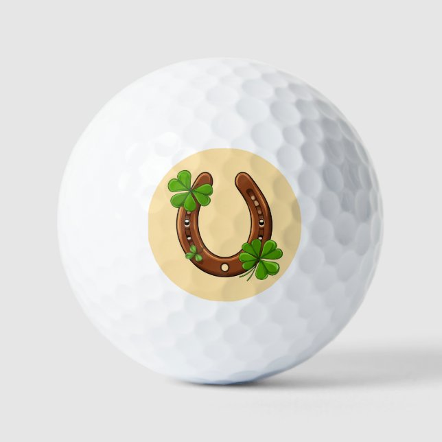 Balles De Golf Fer à Cheval Chanceux Avec Trèfles Verts (Recto)