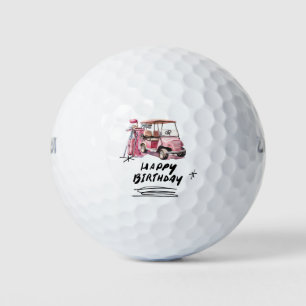Balles De Golf Fête de golf avec panier et sac rose pour femme